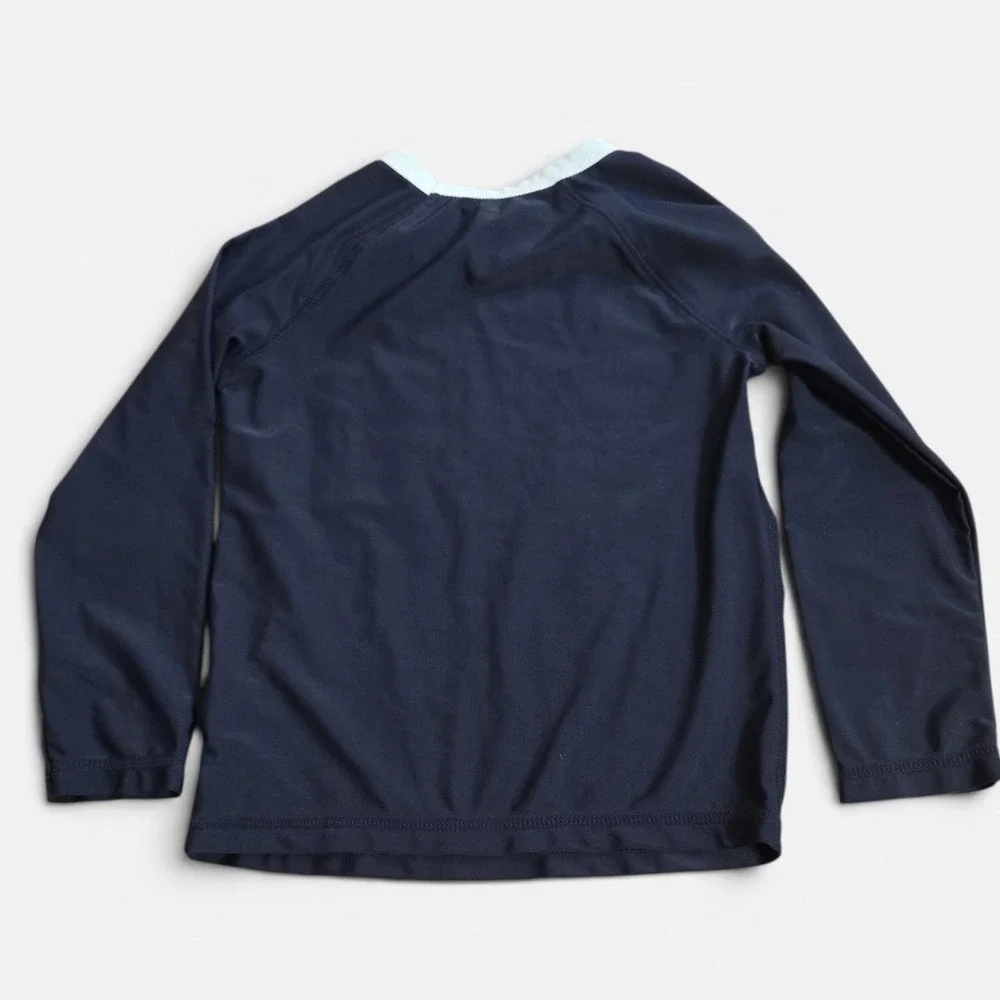 Baby Gap Boys 4 Toddler Navy Blue Surfing Bear Long Sleeve Rash Guard Swim Shirt